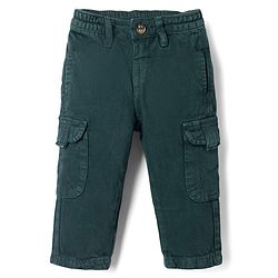 Bonfino 100% Cotton Woven Washed Cargo Trouser Full Length in Green