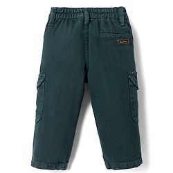 Bonfino 100% Cotton Woven Washed Cargo Trouser Full Length in Green