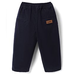 Bonfino Cotton Elastane Woven Full Length Trouser in Navy Blue