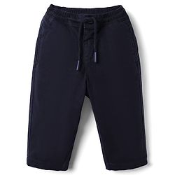 Bonfino Cotton Elastane Woven Full Length Trouser in Navy Blue