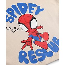 Bonfino Marvel 100% Cotton Interlock Knit T-Shirt with Half Sleeves and Spiderman Graphic Print - Offwhite