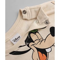 Bonfino Disney 100% Cotton Fleece Knit Full Sleeves Sweatshirt and Jogger with Mickey Mouse & Friends Characters Print - Off White