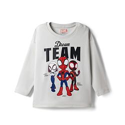 Bonfino Marvel Interlock Knit Full Sleeves T-Shirt & Pyjama Night Suit with Spider Man Graphics - Grey