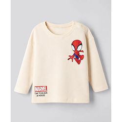 Bonfino Marvel Interlock Knit Full Sleeves T-Shirt & Pyjama Night Suit with Spider-Man Graphics - Beige