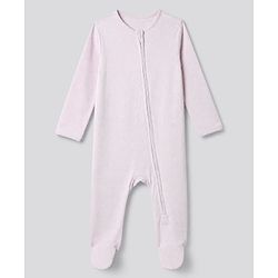 Bonfino 100% Cotton Pointelle Knit Full Sleeves Solid Sleep Suits - White Peach Lavender