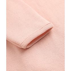 Bonfino 100% Cotton Pointelle Knit Full Sleeves Solid Sleep Suits - White Peach Lavender