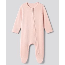 Bonfino 100% Cotton Pointelle Knit Full Sleeves Solid Sleep Suits - White Peach Lavender