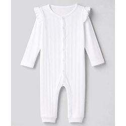 Bonfino Elastane Knit Full Sleeves Solid Sleepsuit Pack of 2 - White & Light Blue