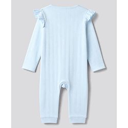 Bonfino Elastane Knit Full Sleeves Solid Sleepsuit Pack of 2 - White & Light Blue
