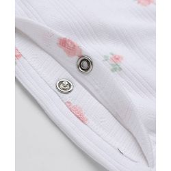 Bonfino 100% Cotton Elastane Knit Full Sleeves Floral Printed Romper - White