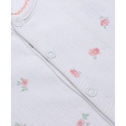 Bonfino 100% Cotton Elastane Knit Full Sleeves Floral Printed Romper - White