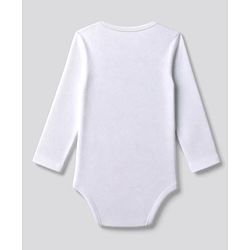 Bonfino 100% Cotton Knit Full Sleeves Solid Onesies With Bow Applique Pack of - White & Blue