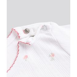 Bonfino 100% Cotton Knit Full Sleeves Floral Printed Onesies Pack of 3 - White & Pink