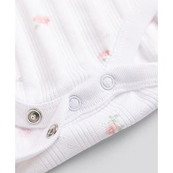 Bonfino 100% Cotton Knit Full Sleeves Floral Printed Onesies Pack of 3 - White & Pink