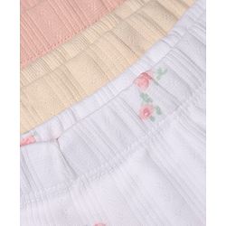 Bonfino 100% Cotton Elastane Knit Leggings With Floral Print Pack of 3 - White, Cream & Peach