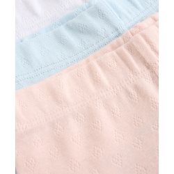 Bonfino Cotton Elastane Knit Full Length Solid Pointelle Leggings Pack of 3 - Peach
