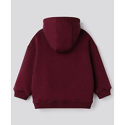 Bonfino Cotton Mix Knit Full Sleeves Drop Shoulder Hoodies with Full Sleeves and Bear Applique - Brown
