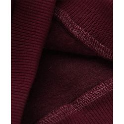 Bonfino Cotton Mix Knit Full Sleeves Drop Shoulder Hoodies with Full Sleeves and Bear Applique - Brown