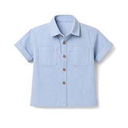 Bonfino Woven 100% Cotton Half Sleeves Shirts & Corduroy Shorts Sets - Light Blue