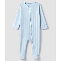 Bonfino 100% Cotton Pointelle Knit Full Sleeves Solid Sleep Suits Pack of 5 - Light Blue Lavender Pink White Cream