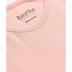 Bonfino 100% Cotton Pointelle Full Sleeves Frock Onesies - Light Pink