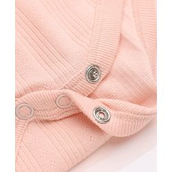 Bonfino 100% Cotton Pointelle Full Sleeves Frock Onesies - Light Pink