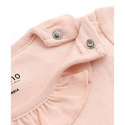 Bonfino Cotton Elastane Knit Full Sleeves Frock Style Onesie - Light Pink