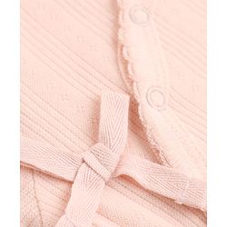Bonfino 100% Cotton Elastane Knit Full Sleeves Onesies With Leggings & Bow Applique - Light Pink