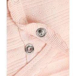 Bonfino 100% Cotton Elastane Knit Full Sleeves Onesies With Leggings & Bow Applique - Light Pink