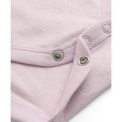 Bonfino 100% Cotton Knit Pointelle Full Sleeves Onesies With Leggings - Light Purple