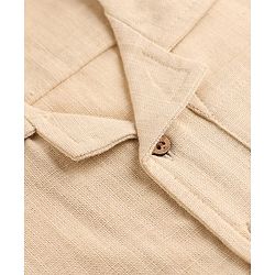 Bonfino 100% Cotton Woven Half Sleeves Shirt and Shorts with Chest Pocket in Beige for 9-12 Months