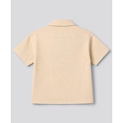 Bonfino 100% Cotton Woven Half Sleeves Shirt and Shorts with Chest Pocket in Beige for 9-12 Months
