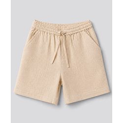 Bonfino 100% Cotton Woven Half Sleeves Shirt and Shorts with Chest Pocket in Beige for 9-12 Months
