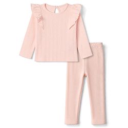 Bonfino 100% Cotton Elastane Knit Full Sleeves T-Shirt & Leggings Set With Headband - Light Pink
