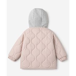 Bonfino Cotton Woven Padded Quilted Winter Jacket with Full Sleeves and Truck Patch - Beige