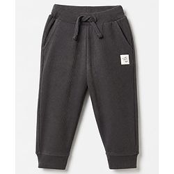Bonfino Cotton Rib Knit Full Sleeves T-Shirt and Cargo Joggers with Striped Print - Black