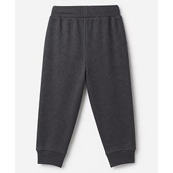 Bonfino Cotton Rib Knit Full Sleeves T-Shirt and Cargo Joggers with Striped Print - Black