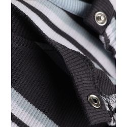 Bonfino Cotton Rib Knit Full Sleeves T-Shirt and Cargo Joggers with Striped Print - Black