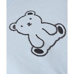 Bonfino Cotton Rib Knit Half Sleeves T-Shirt and Joggers with Bib & Bear Print - Blue