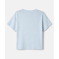 Bonfino Cotton Rib Knit Half Sleeves T-Shirt and Joggers with Bib & Bear Print - Blue