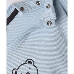 Bonfino Cotton Rib Knit Half Sleeves T-Shirt and Joggers with Bib & Bear Print - Blue