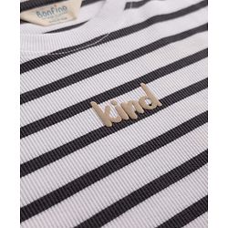 Bonfino Cotton Knit Half Sleeves Striped T-Shirt and Pant with Drop-Shoulder Sleeves and Kind Applique - Black