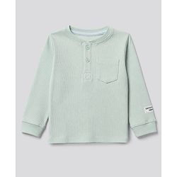 Bonfino Cotton Elastane Rib Knit Solid and Yarn Dyed Henley Full Sleeves Solid T-Shirt and Pajama Night Suit Pack Of 3 - Light Green White Light Blue