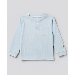 Bonfino Cotton Elastane Rib Knit Solid and Yarn Dyed Henley Full Sleeves Solid T-Shirt and Pajama Night Suit Pack Of 3 - Light Green White Light Blue