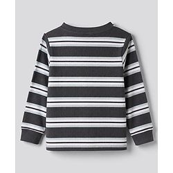 Bonfino Cotton Elastane Rib Knit Solid and Yarn Dyed Henley Full Sleeves Striped T-Shirt and Solid Pajama Night Suit Pack Of 2 - Charcoal Grey & White