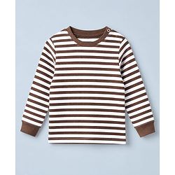 Bonfino Cotton Elastane Rib Knit Solid and Yarn Dyed Henley Full Sleeves T-Shirt and Solid Pyjama Night Suit Pack Of 2 - Beige & Brown
