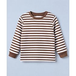 Bonfino Cotton Elastane Rib Knit Solid and Yarn Dyed Henley Full Sleeves T-Shirt and Solid Pyjama Night Suit Pack Of 2 - Beige & Brown