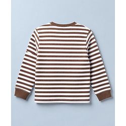 Bonfino Cotton Elastane Rib Knit Solid and Yarn Dyed Henley Full Sleeves T-Shirt and Solid Pyjama Night Suit Pack Of 2 - Beige & Brown