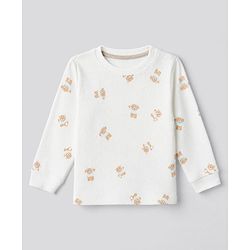 Bonfino Cotton Elastane Rib Knit Solid and Yarn Dyed Henley Full Sleeves Solid T-Shirt and Striped Pajama Night Suit with Bear & Big Happy Smile Text Print Pack Of 3 - Charcoal Grey Light Blue & White