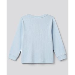 Bonfino Cotton Elastane Rib Knit Solid and Yarn Dyed Henley Full Sleeves Solid T-Shirt and Striped Pajama Night Suit with Bear & Big Happy Smile Text Print Pack Of 3 - Charcoal Grey Light Blue & White